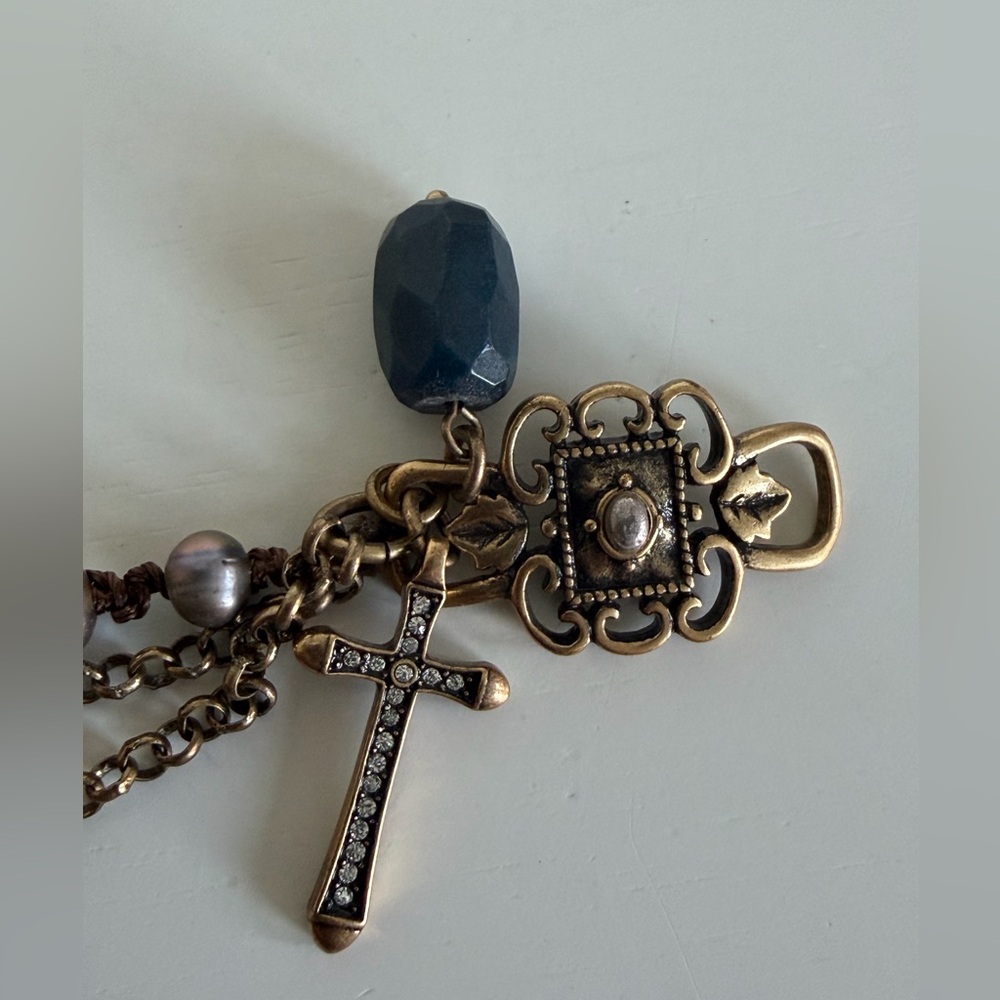 Lucky Brand Bronze and Pearl with Cross Charm Bracelet - Picture 5 of 7